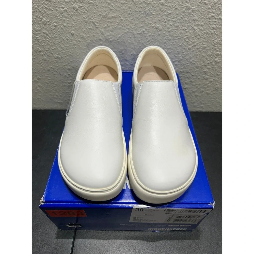 Birkenstock Oswego Leather White EU 38 US L7 M5 Womens Mens